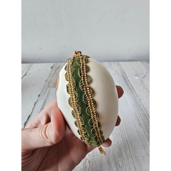 Vintage Victorian goose egg ornament tree Xmas Gold - Picture 3 of 9